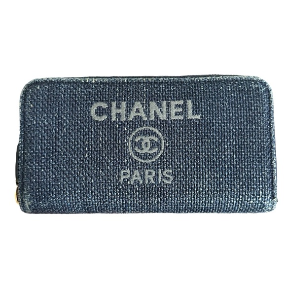 Chanel Denim & Leather Blue Zippy Wallet - Picture 1 of 13